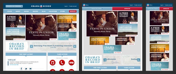 President Obama campaign website on desktop, iPad and iPhone.