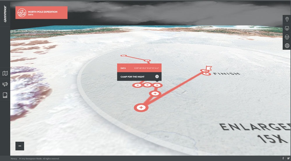 Greenpeace interactive showing an exhibition to the North Pole.