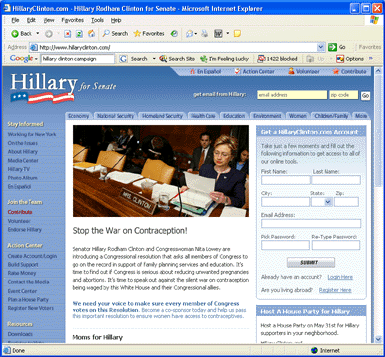 Hillary's Senate Campaign Website